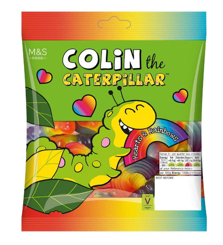 M&S Colin the Caterpillar Hearts & Rainbows fruit gums 150g