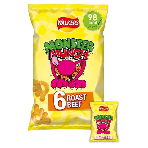 Walkers Roast Beef Monster Munch multipack 6x