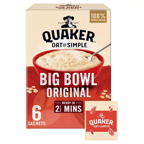 Quaker Oats So Simple Big Bowl Original Porridge 6 pack