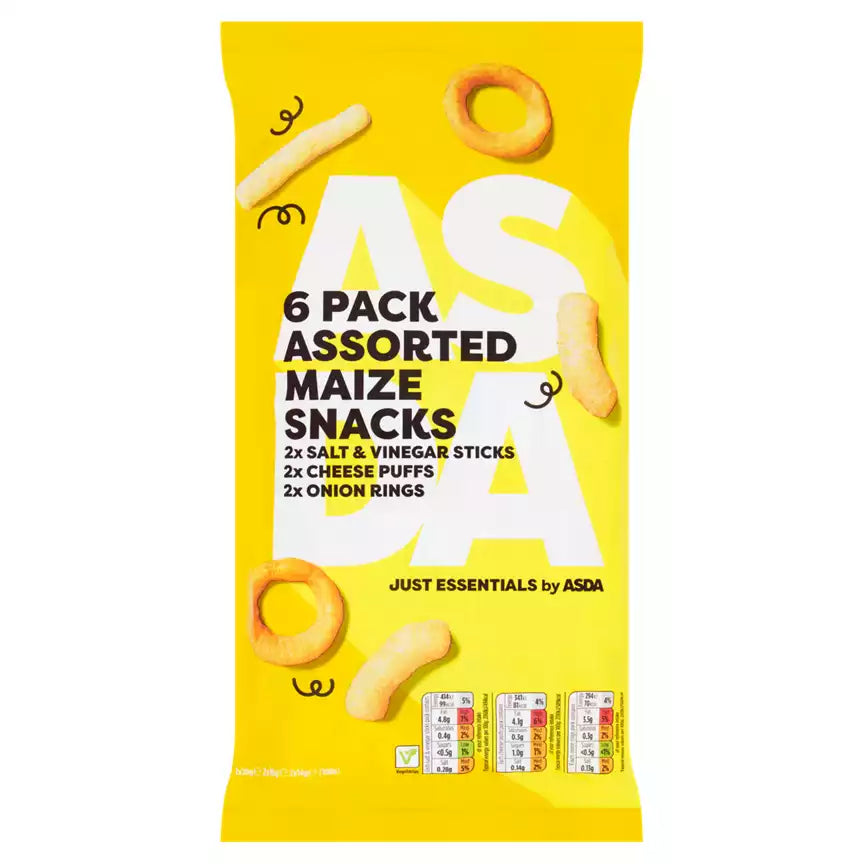 ASDA Essentials Assorted Maize Snacks 6pack 100g