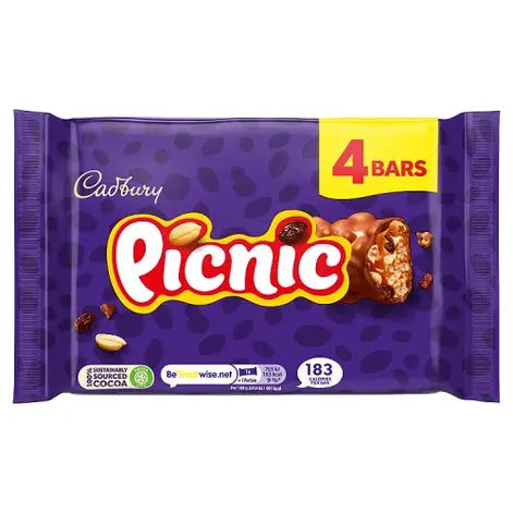 Cadbury Picnic Chocolate Bars 4 Pack