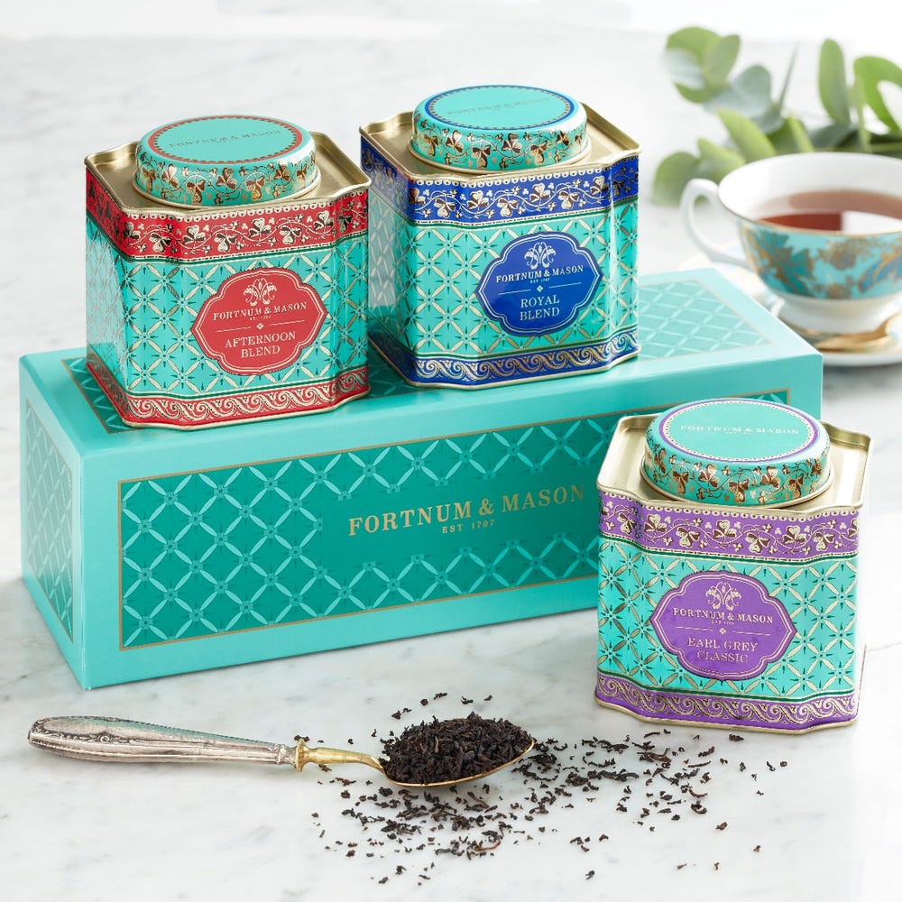 Fortnum & Mason Decorative Loose Leafe Tea Gift Caddy Selection 3x50g