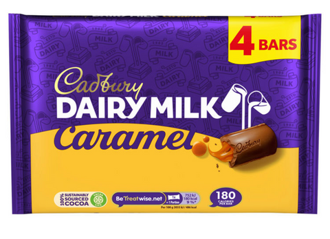 Cadbury Caramel Milk Chocolate Bars 4 Pack